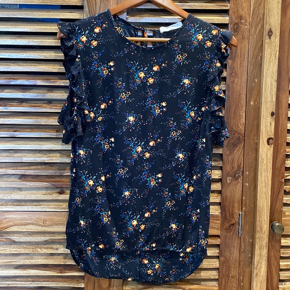 Sandro Floral Print Cold Shoulder Ruffle Blouse - Size S/ Sandro 1 - Picture 3 of 11